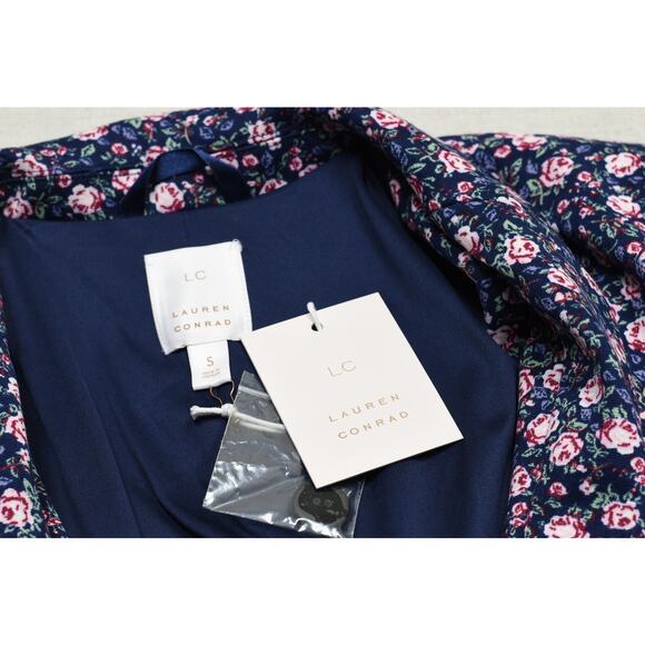 NEW Lauren Conrad women Blazer Jacket Size S Floral Blue Multicolor Polyster - Picture 7 of 8